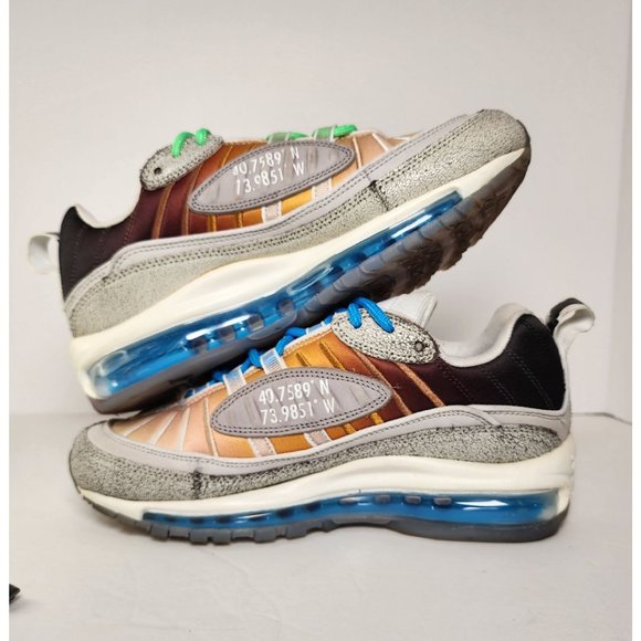 Nike Air Max 98 On Air NYC LA Mezcla Vast Grey Electro Green Mens 6.5 Pre-owned - Picture 6 of 7